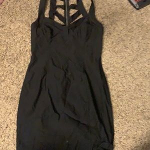 Black A-line strappy sleeveless dress